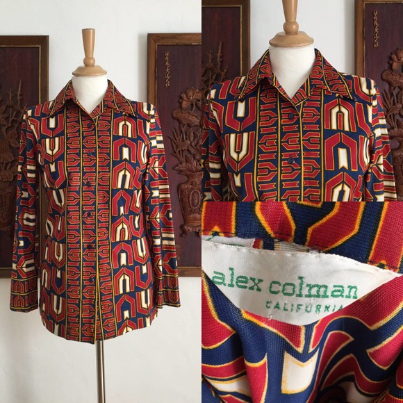 Tops - Vintage 60s Alex Coleman Long Sleeve Mod Blouse
